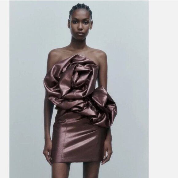 Zara fav blogger flowers voluminous dress Size M NEW WITH TAG! - Picture 9 of 15